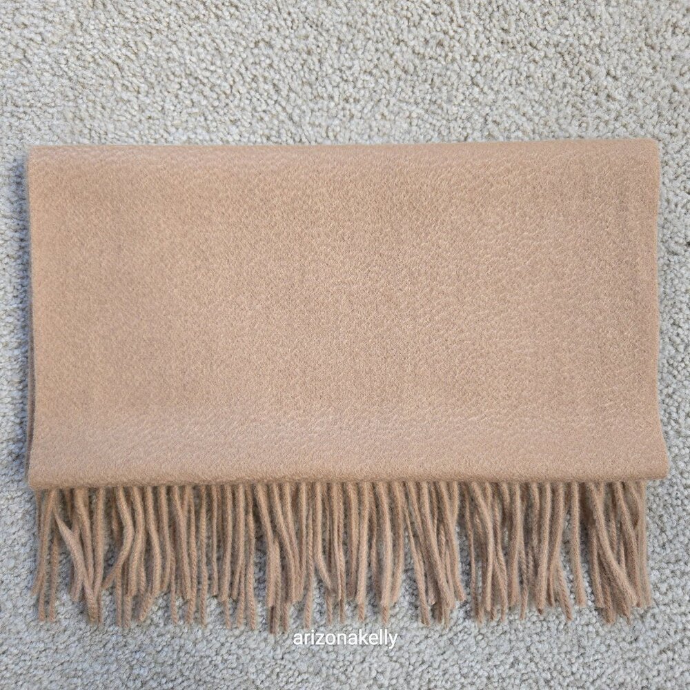 NWOT Tan Cashmere Scarf With Fringe - Picture 16 of 16